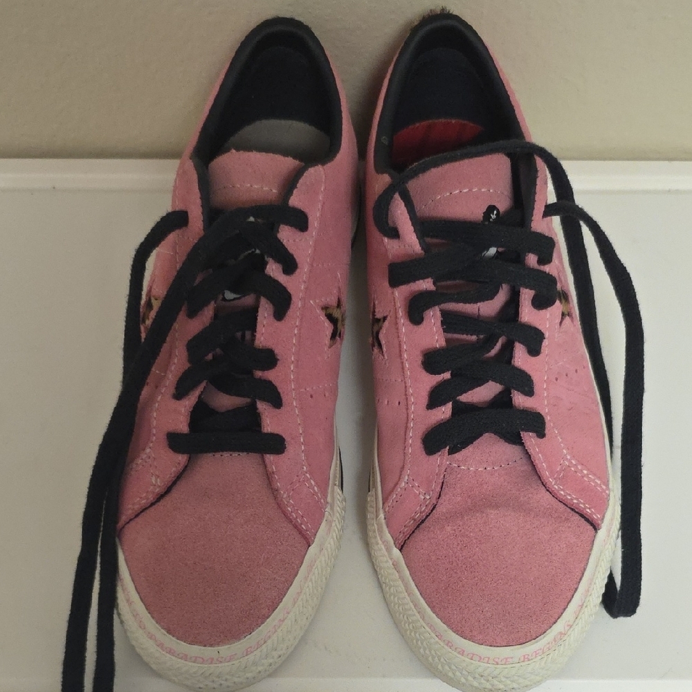 Converse Pink Women's Sneakers with Black Accents - Picture 2 of 4